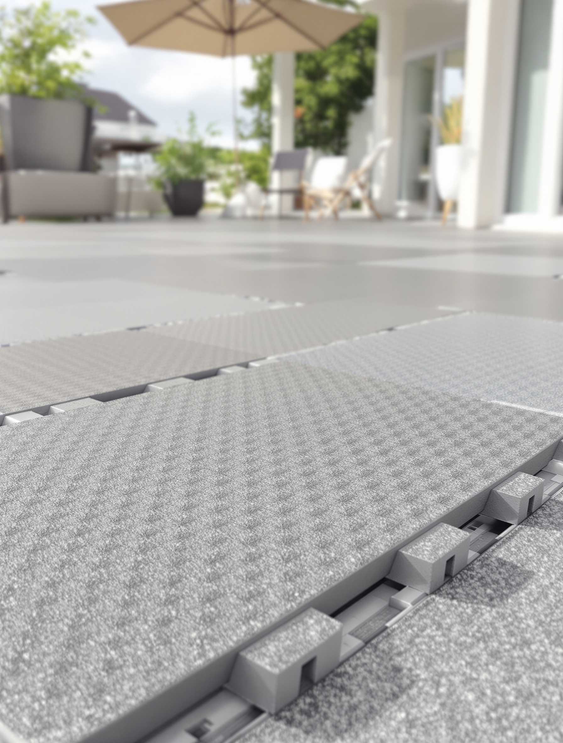 Zoom sur dalles PVC clipsables terrasse moderne