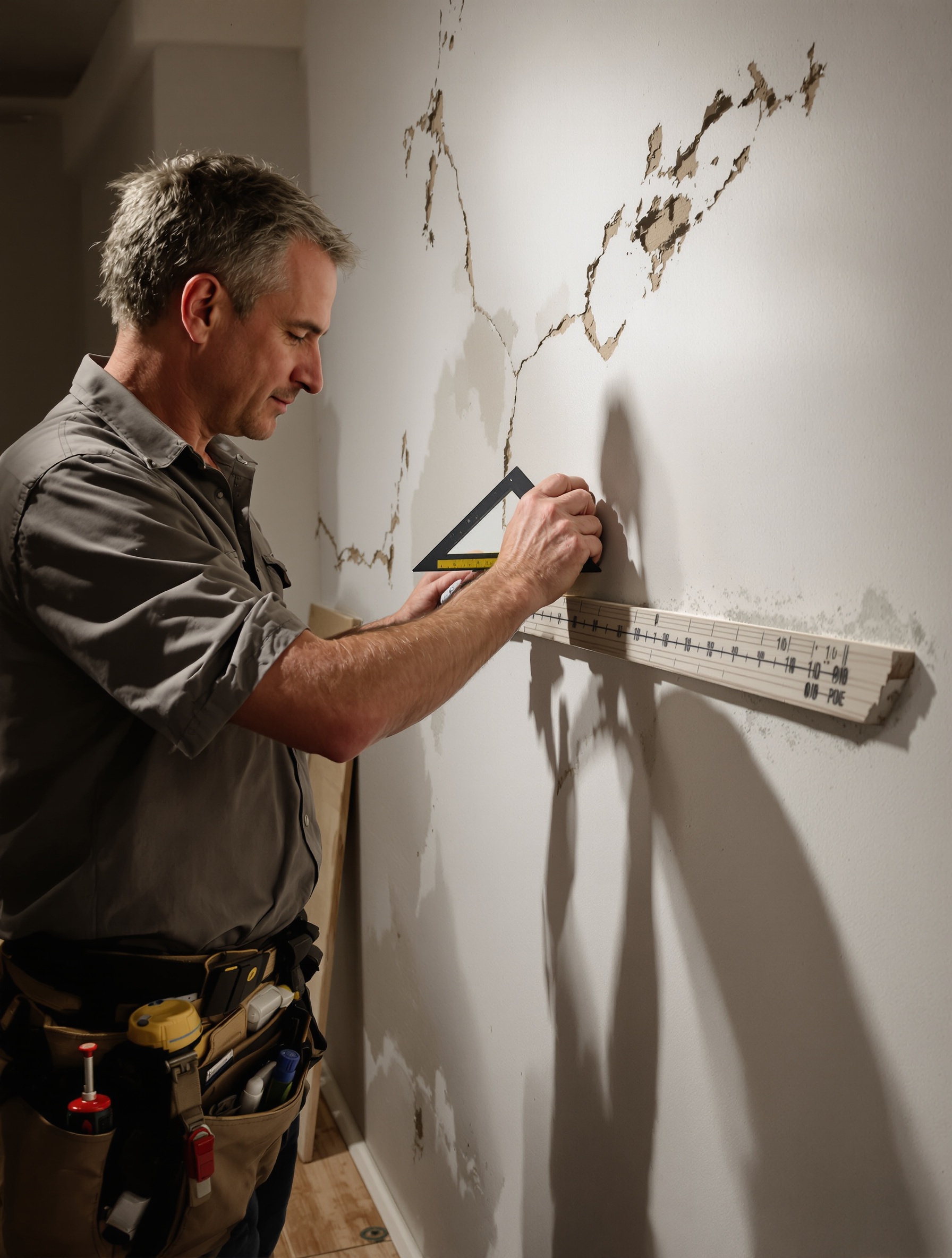 Technique pour mesurer et ajuster une coupe de plinthe sur un mur non d'équerre.