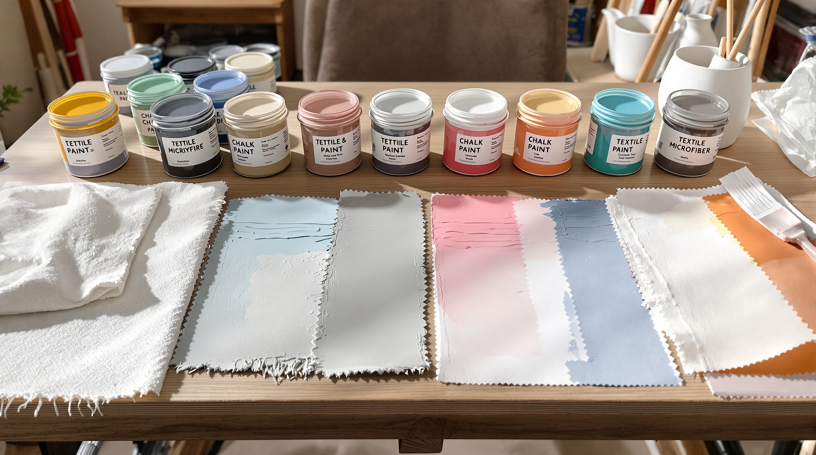 nuancier chalk paint acrylique textile tests tissu atelier