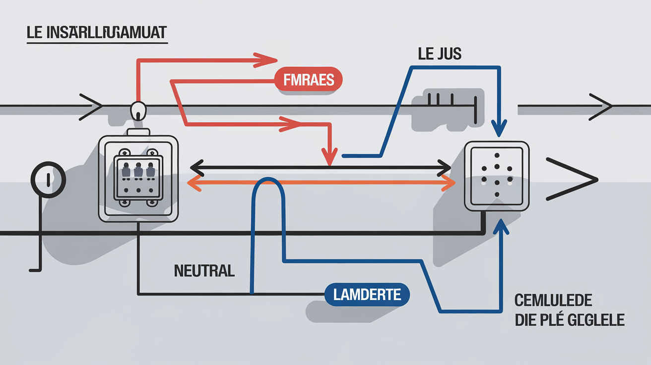 Schéma simplifié montrant le flux de courant de la phase vers l'appareil.