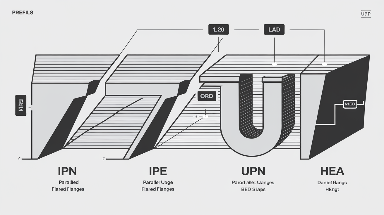 Comparaison visuelle des profils IPN, IPE, UPN et HEA