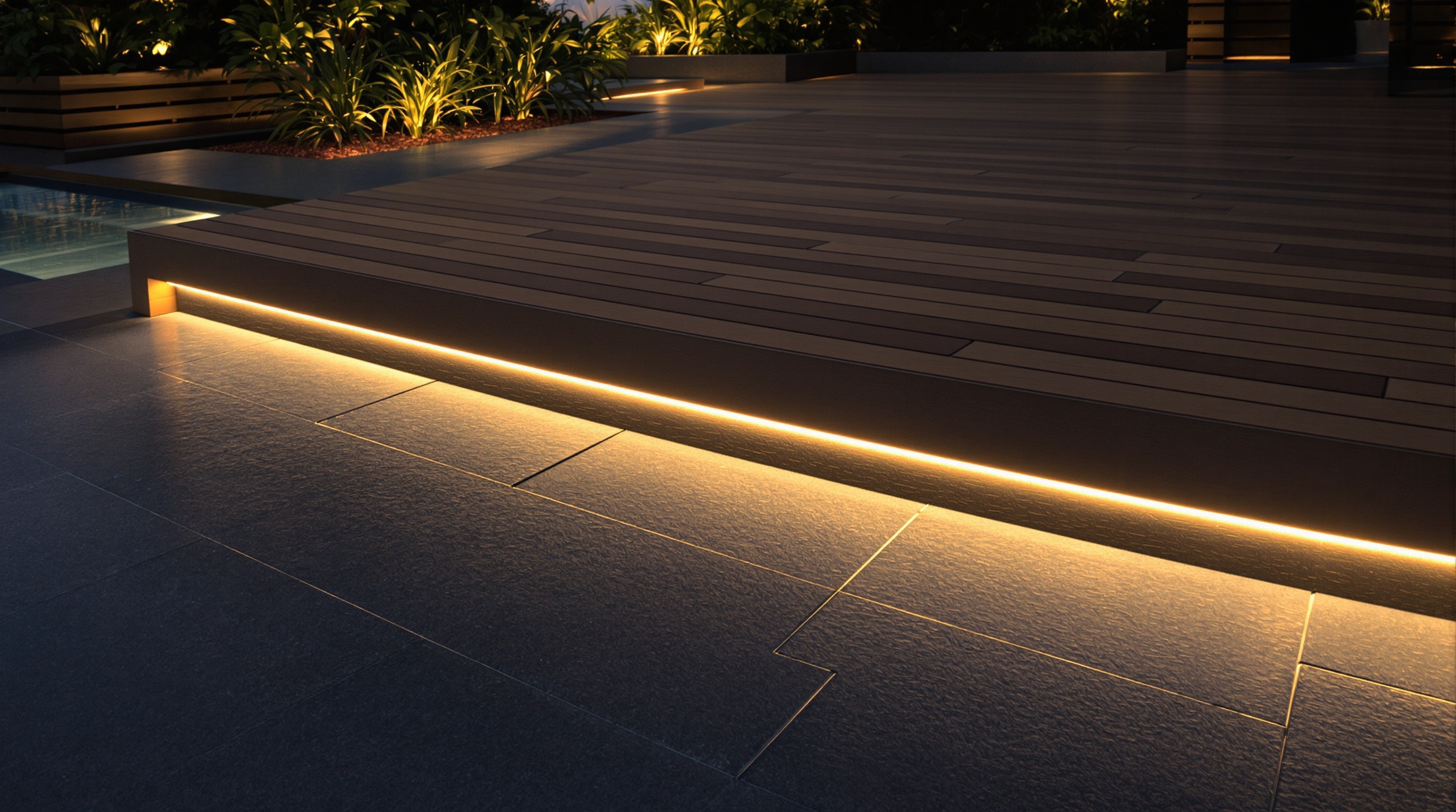 Terrasse mixte design éclairée LED